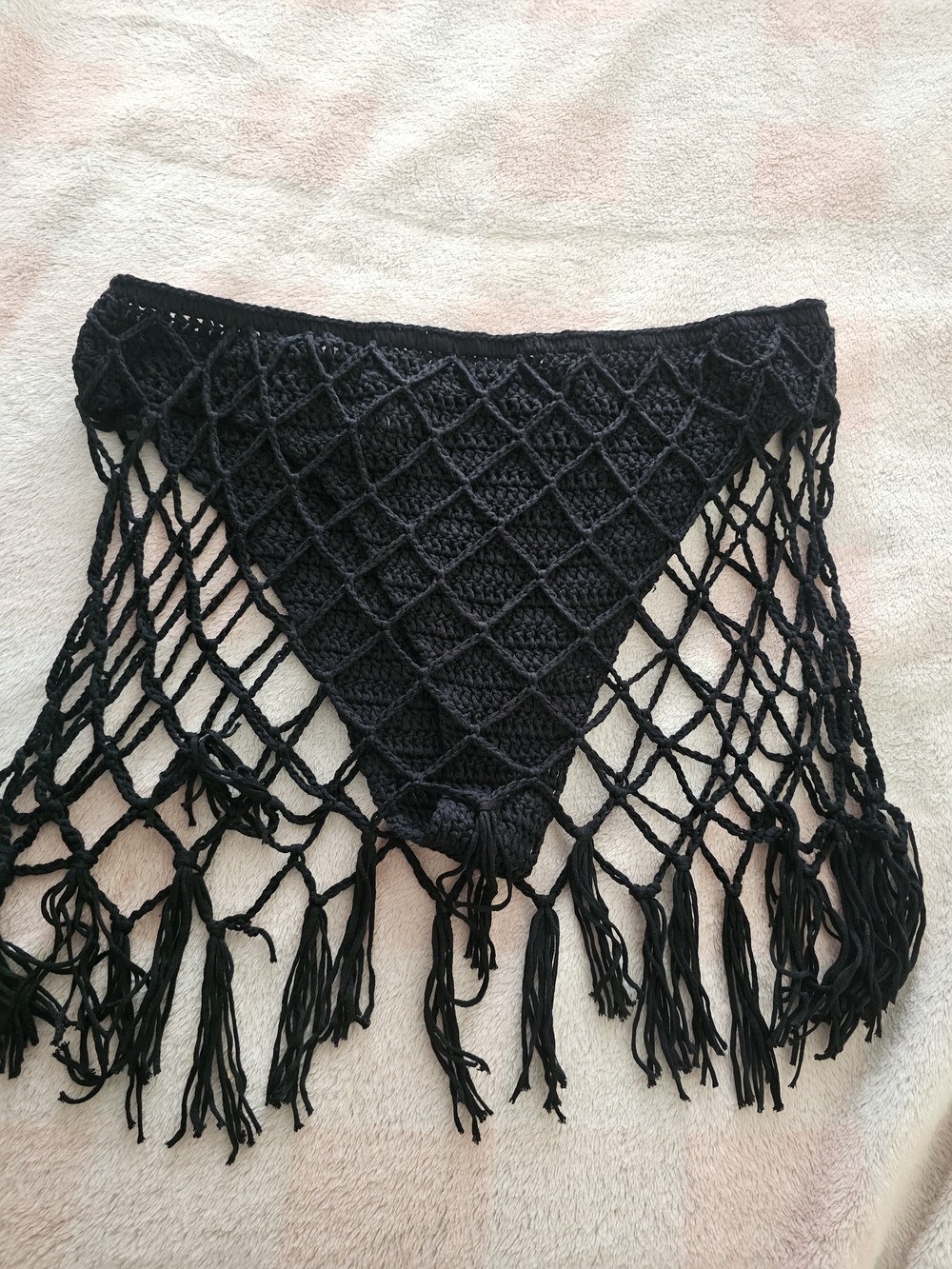 Black Crocheted Fringe Triangle Swim Bottoms